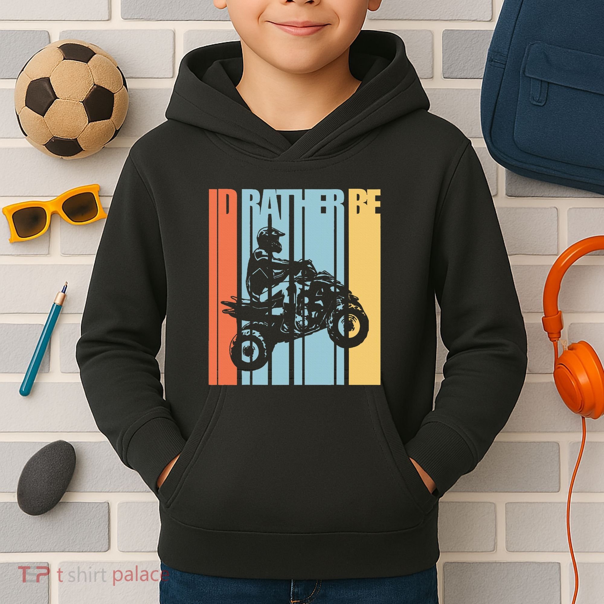 Id Rather Be Riding Quad Bikes Atv Brap Kids Hoodie