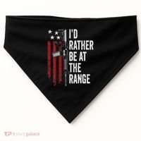 ID Rather Be At The Gun Range Usa Flag Funny Guns Owner USA-Made Doggie Bandana thumb 0