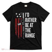 ID Rather Be At The Gun Range Usa Flag Funny Guns Owner T-Shirt thumb 0