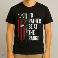 ID Rather Be At The Gun Range Usa Flag Funny Guns Owner T-Shirt thumb 3
