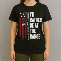 ID Rather Be At The Gun Range Usa Flag Funny Guns Owner T-Shirt thumb 4