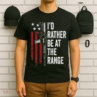 ID Rather Be At The Gun Range Usa Flag Funny Guns Owner T-Shirt thumb 6