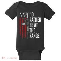 ID Rather Be At The Gun Range Usa Flag Funny Guns Owner Baby Bodysuit thumb 0