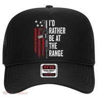 ID Rather Be At The Gun Range Usa Flag Funny Guns Owner Hat thumb 0