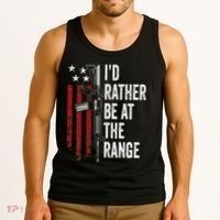 ID Rather Be At The Gun Range Usa Flag Funny Guns Owner Tank Top thumb 3