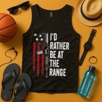 ID Rather Be At The Gun Range Usa Flag Funny Guns Owner Tank Top thumb 4