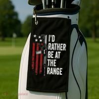 ID Rather Be At The Gun Range Usa Flag Funny Guns Owner Golf Towel thumb 2