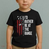 ID Rather Be At The Gun Range Usa Flag Funny Guns Owner Toddler T-Shirt thumb 2