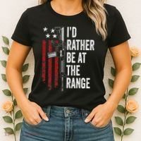 ID Rather Be At The Gun Range Usa Flag Funny Guns Owner Women's T-Shirt thumb 2