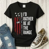 ID Rather Be At The Gun Range Usa Flag Funny Guns Owner Women's T-Shirt thumb 3