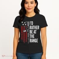 ID Rather Be At The Gun Range Usa Flag Funny Guns Owner Women's T-Shirt thumb 4