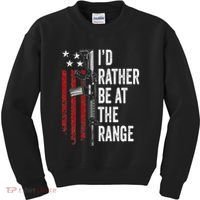 ID Rather Be At The Gun Range Usa Flag Funny Guns Owner Kids Sweatshirt thumb 0
