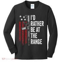ID Rather Be At The Gun Range Usa Flag Funny Guns Owner Kids Long Sleeve Shirt thumb 0
