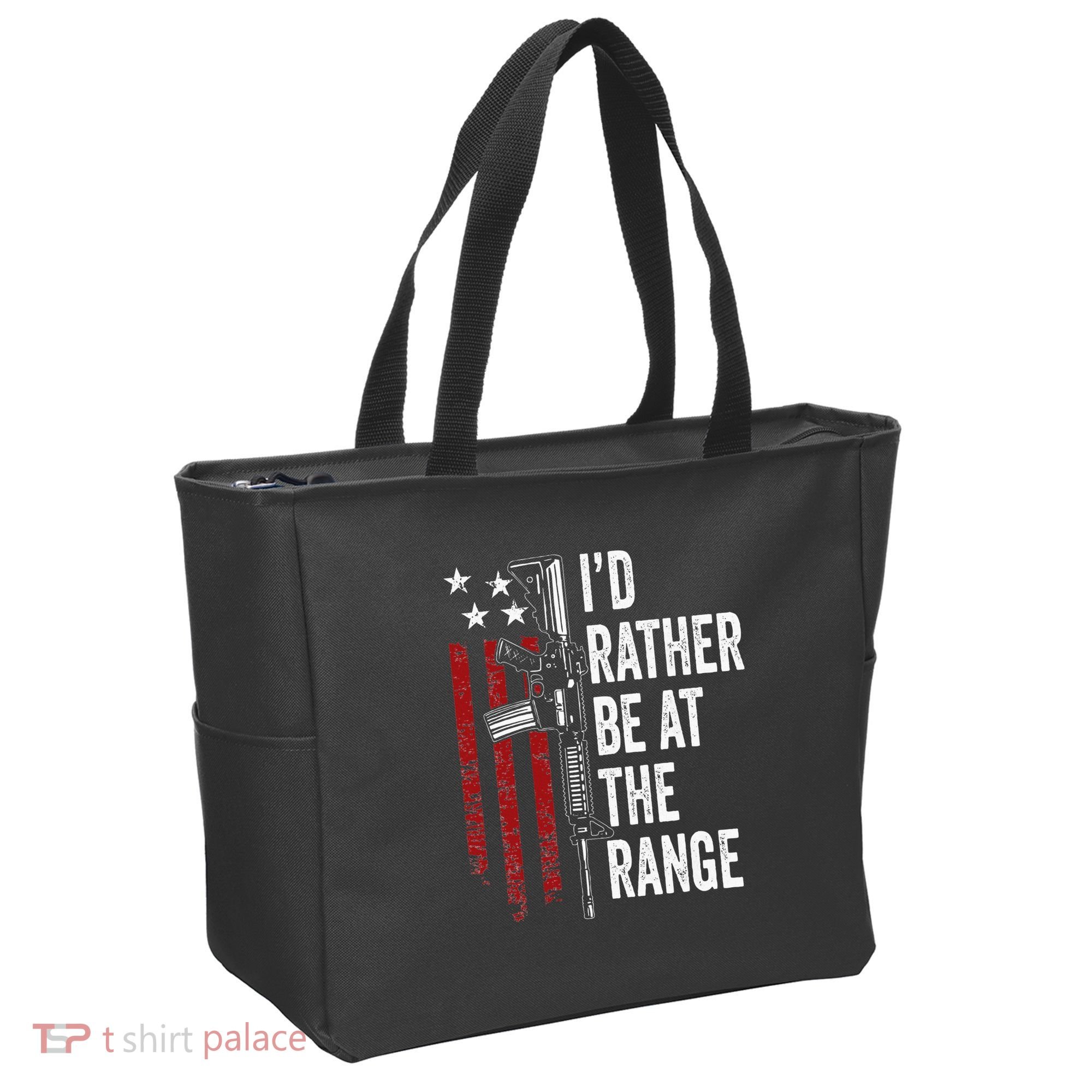 ID Rather Be At The Gun Range Usa Flag Funny Guns Owner Tote Bag