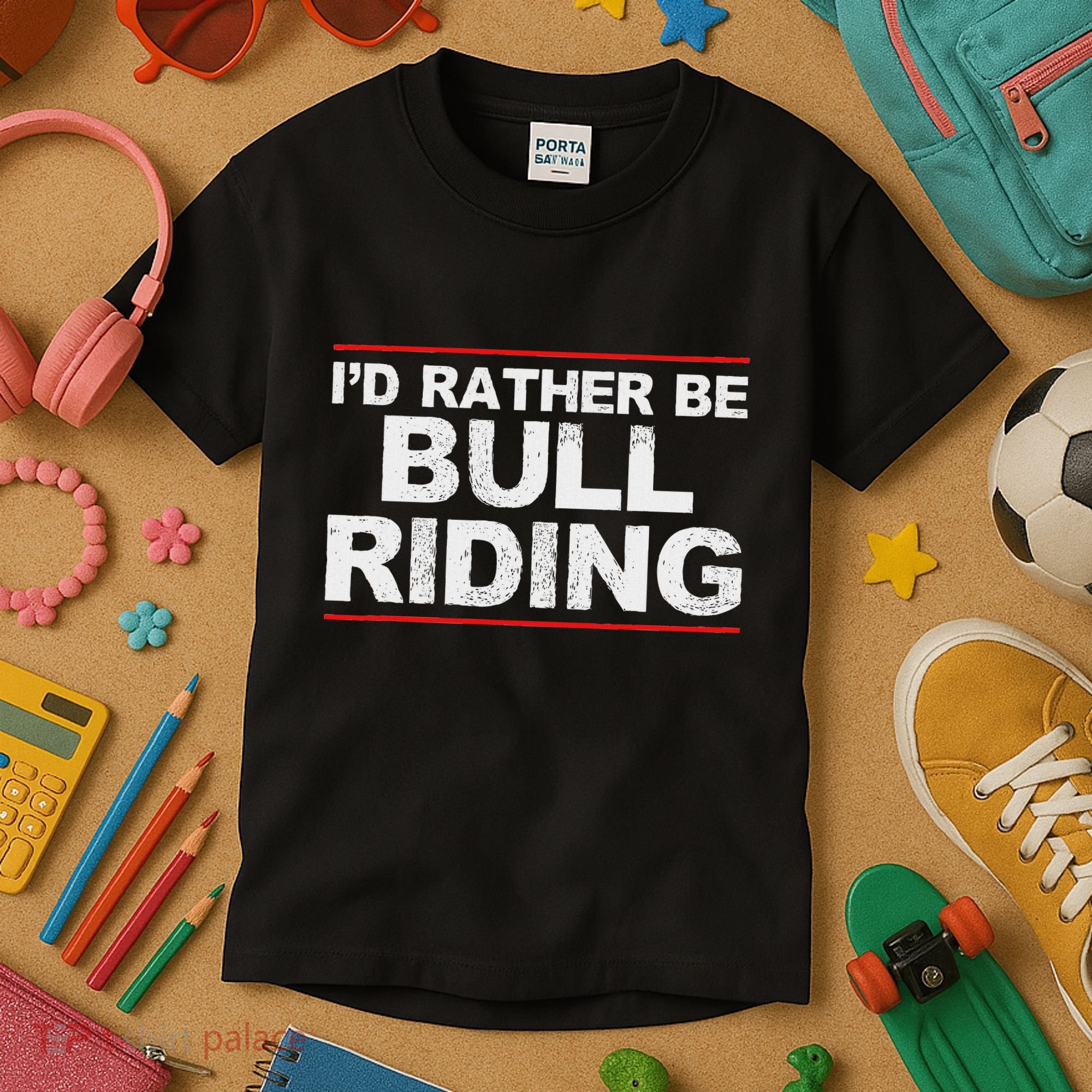 ID Rather Be Bull Riding Rodeo Kids T-Shirt