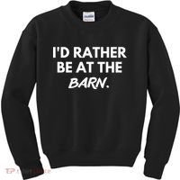 I'd Rather Be At The Barn Funny Horse Lover Kids Sweatshirt thumb 0