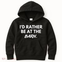 I'd Rather Be At The Barn Funny Horse Lover Kids Hoodie thumb 0