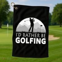 I'd Rather Be Golfing Funny Xmas Funny Golf Gift For Golfers Golf Towel thumb 1