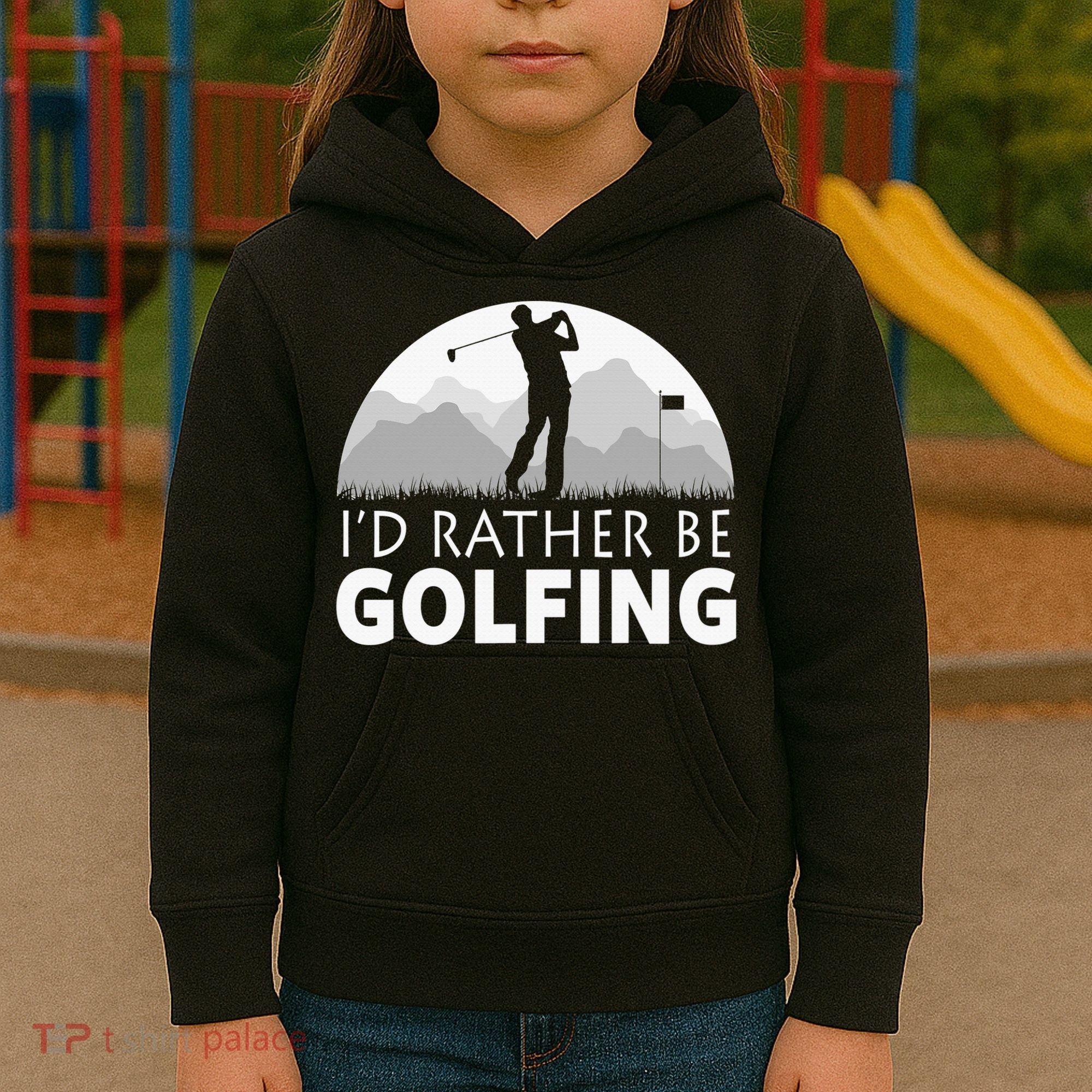 I'd Rather Be Golfing Funny Xmas Funny Golf Gift For Golfers Kids Hoodie