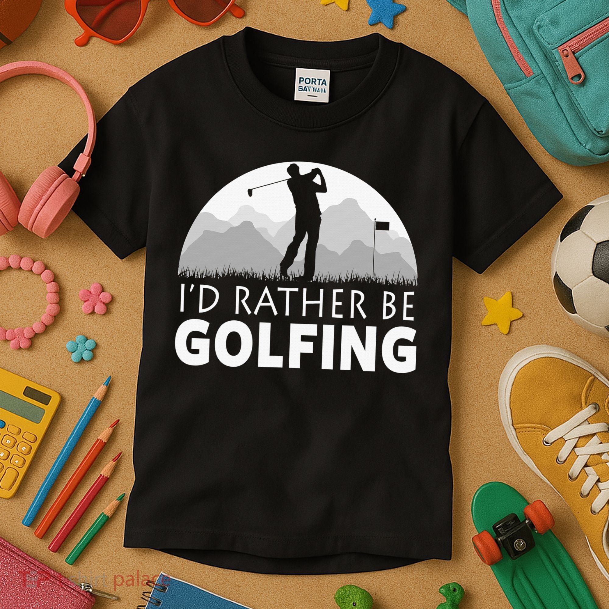 I'd Rather Be Golfing Funny Xmas Funny Golf Gift For Golfers Kids T-Shirt