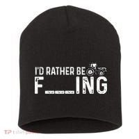 I'd Rather Be Farming Funny Farmer Joke Farmer Tractor Tee Short Acrylic Beanie thumb 0