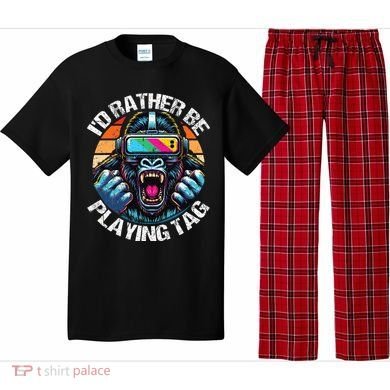 ID Rather Be Playing Tag Gorilla Monke Tag Gorilla Vr Gamer Pajama Set