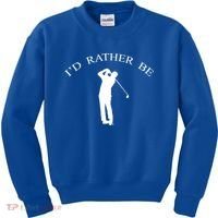 Id Rather Be Golfing Playing Golf Golfer Graphic Gift Kids Sweatshirt thumb 0