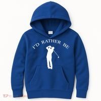 Id Rather Be Golfing Playing Golf Golfer Graphic Gift Kids Hoodie thumb 0