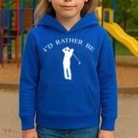 Id Rather Be Golfing Playing Golf Golfer Graphic Gift Kids Hoodie thumb 3