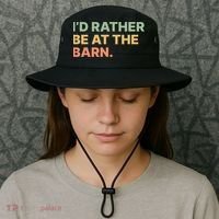 I'd Rather Be At The Barn Funny Horse Lover Bucket Hat thumb 3