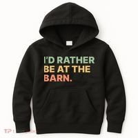 I'd Rather Be At The Barn Funny Horse Lover Kids Hoodie thumb 0