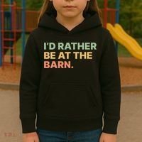 I'd Rather Be At The Barn Funny Horse Lover Kids Hoodie thumb 3