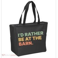 I'd Rather Be At The Barn Funny Horse Lover Tote Bag thumb 2