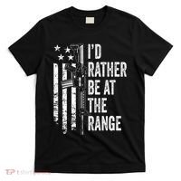 ID Rather Be At The Gun Range Usa Flag Funny Guns Joke T-Shirt thumb 0