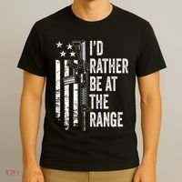 ID Rather Be At The Gun Range Usa Flag Funny Guns Joke T-Shirt thumb 3