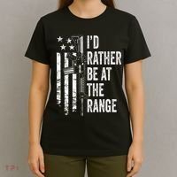 ID Rather Be At The Gun Range Usa Flag Funny Guns Joke T-Shirt thumb 4