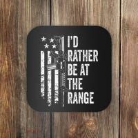 ID Rather Be At The Gun Range Usa Flag Funny Guns Joke Coaster thumb 0