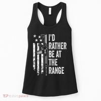 ID Rather Be At The Gun Range Usa Flag Funny Guns Joke Women's Tank Top thumb 0