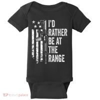ID Rather Be At The Gun Range Usa Flag Funny Guns Joke Baby Bodysuit thumb 0