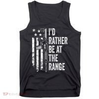 ID Rather Be At The Gun Range Usa Flag Funny Guns Joke Tank Top thumb 0