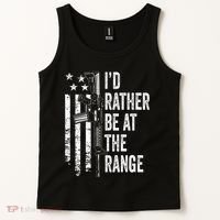 ID Rather Be At The Gun Range Usa Flag Funny Guns Joke Tank Top thumb 2