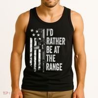 ID Rather Be At The Gun Range Usa Flag Funny Guns Joke Tank Top thumb 3