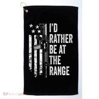 ID Rather Be At The Gun Range Usa Flag Funny Guns Joke Golf Towel thumb 0