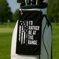 ID Rather Be At The Gun Range Usa Flag Funny Guns Joke Golf Towel thumb 2