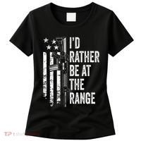 ID Rather Be At The Gun Range Usa Flag Funny Guns Joke Women's T-Shirt thumb 0