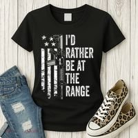 ID Rather Be At The Gun Range Usa Flag Funny Guns Joke Women's T-Shirt thumb 3