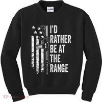 ID Rather Be At The Gun Range Usa Flag Funny Guns Joke Kids Sweatshirt thumb 0