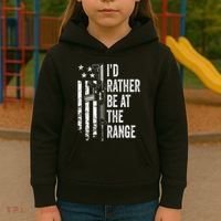 ID Rather Be At The Gun Range Usa Flag Funny Guns Joke Kids Hoodie thumb 3