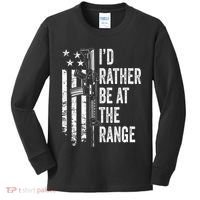 ID Rather Be At The Gun Range Usa Flag Funny Guns Joke Kids Long Sleeve Shirt thumb 0
