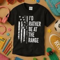 ID Rather Be At The Gun Range Usa Flag Funny Guns Joke Kids T-Shirt thumb 3